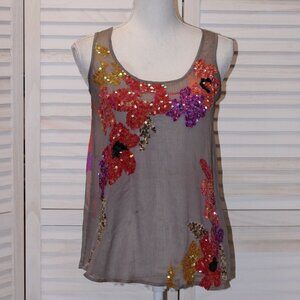Candie's size S sheer sequined flower tank
